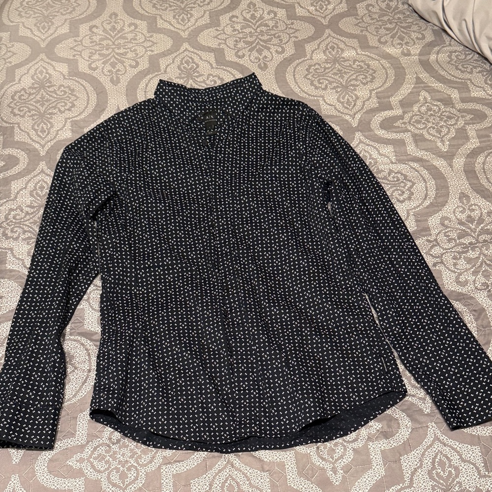 Armani Exchange Black Patterned Long-Sleeve Dress Shirt